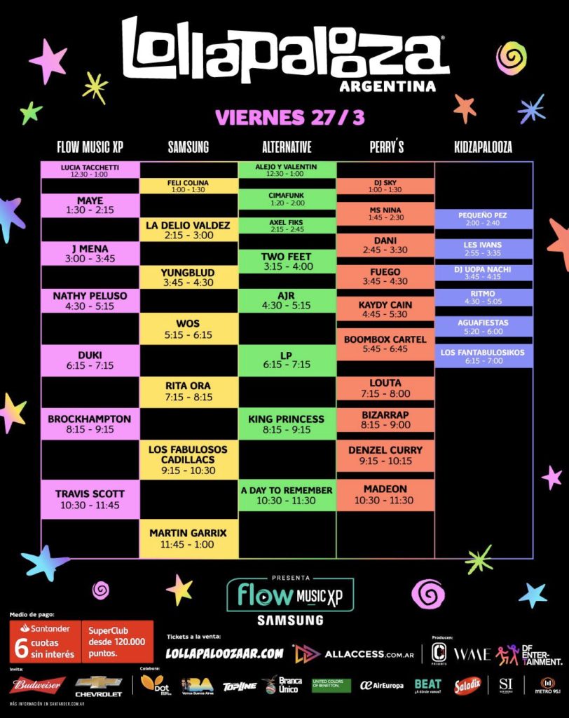 Horarios Lollapalooza 2020 Argentina