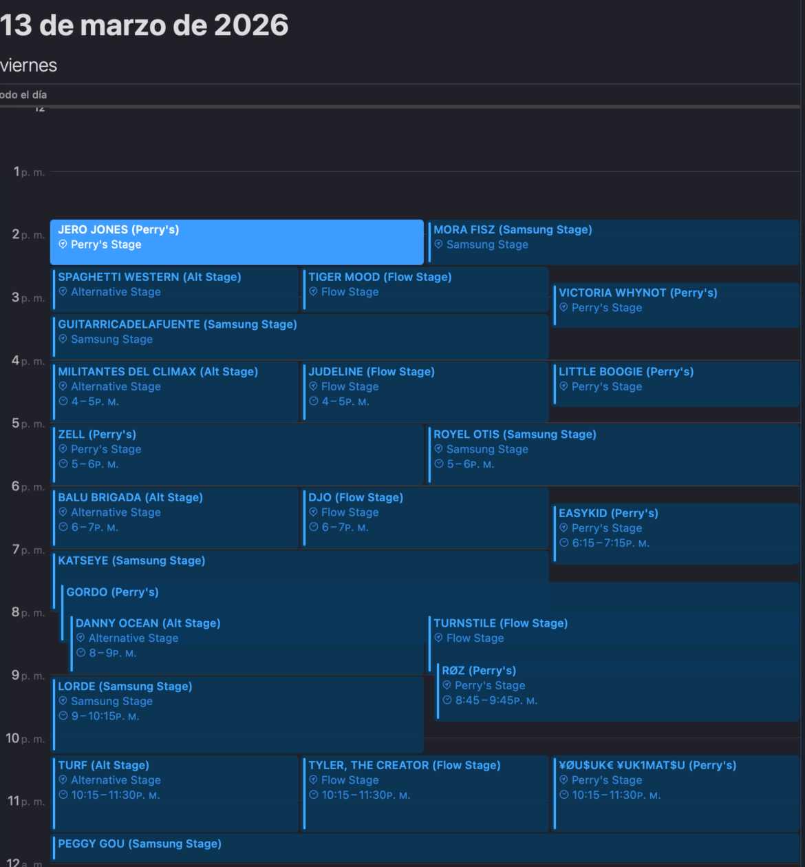 Calendario Lollapalooza 2026